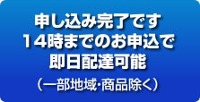 申し込み完了です 14時までのお申込で即日配達可能（一部地域・商品除く）